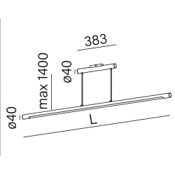 THIN TUBE central 152 LED 3000K zwieszany czarny struktura 50571-M930-D9-00-12